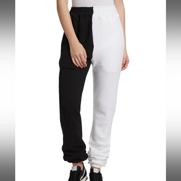 LA DETRESSE The Lovers black and white color block sweat pants jogger M NWT - Picture 2 of 10